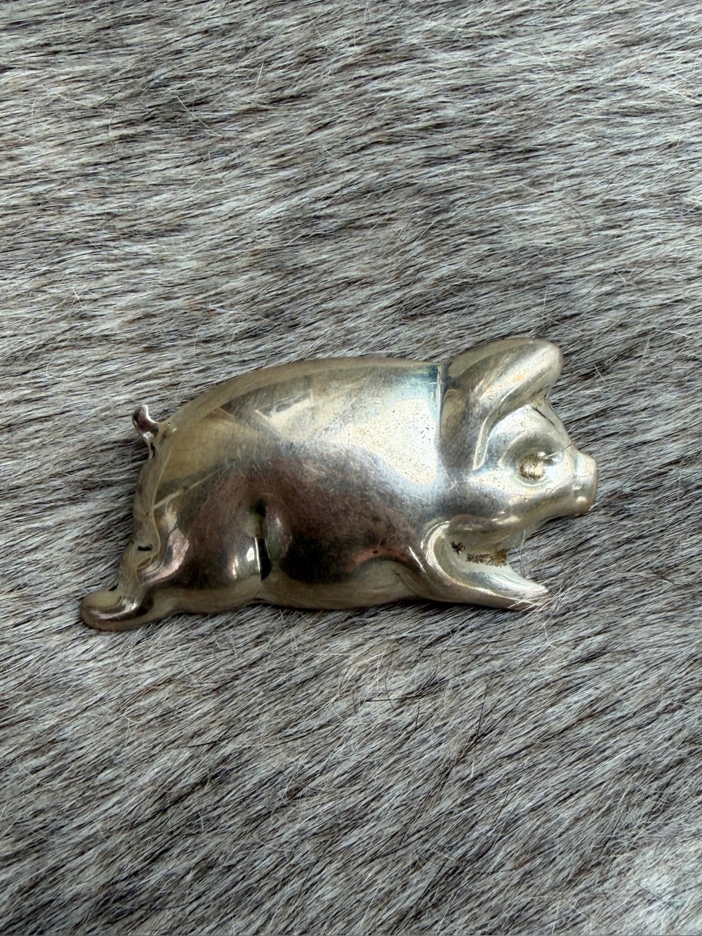 Vintage Sterling Silver Mexican Pig Brooch